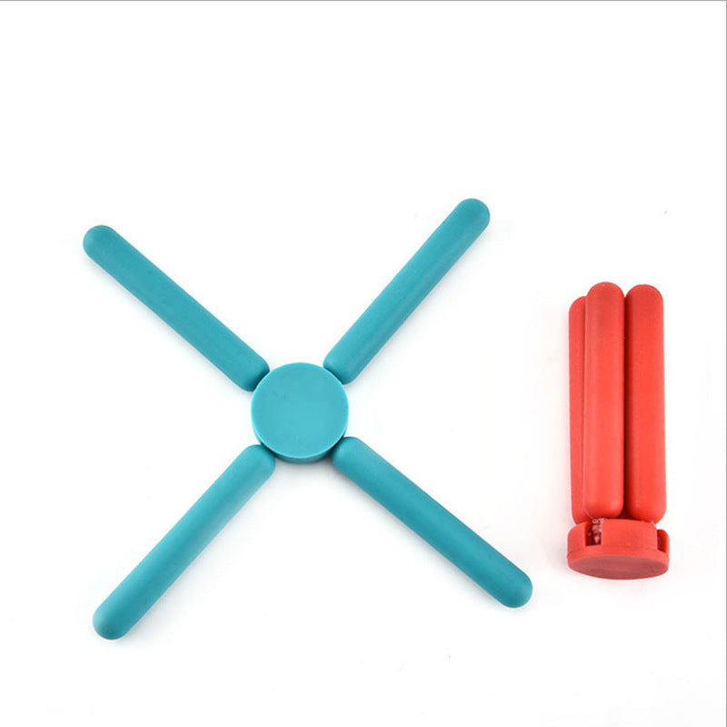 Folding Silicone Placemat Cross-shaped Insulation Tea Cup Mat Pot Pad Portable Phone Holder Home Kitchen Accessories