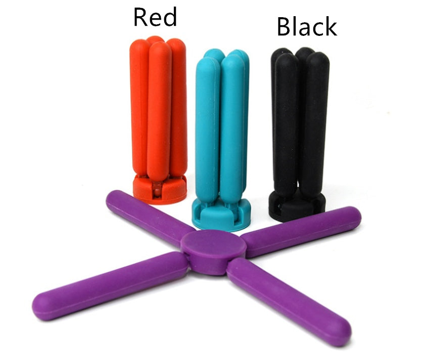 Folding Silicone Placemat Cross-shaped Insulation Tea Cup Mat Pot Pad Portable Phone Holder Home Kitchen Accessories