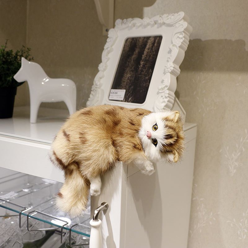 Realistic Cat Plush Toys Decor