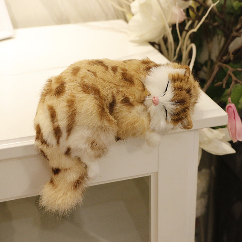 Realistic Cat Plush Toys Decor
