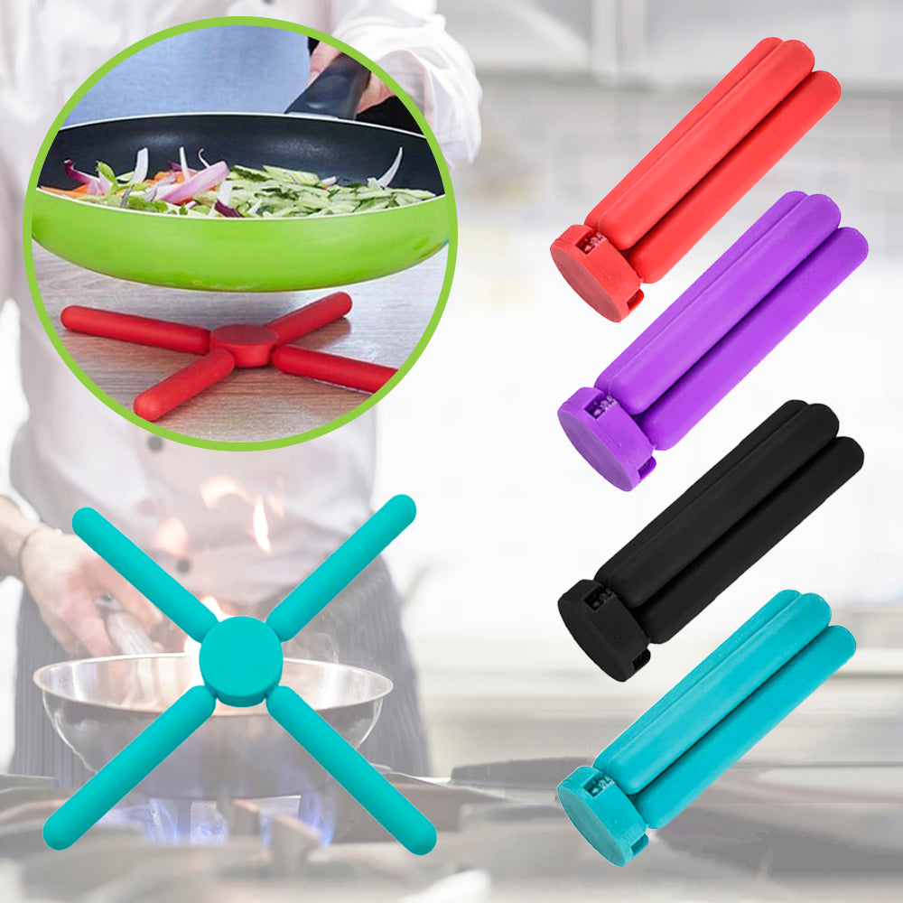 Folding Silicone Placemat Cross-shaped Insulation Tea Cup Mat Pot Pad Portable Phone Holder Home Kitchen Accessories