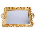 Golden printed mirror glass tray