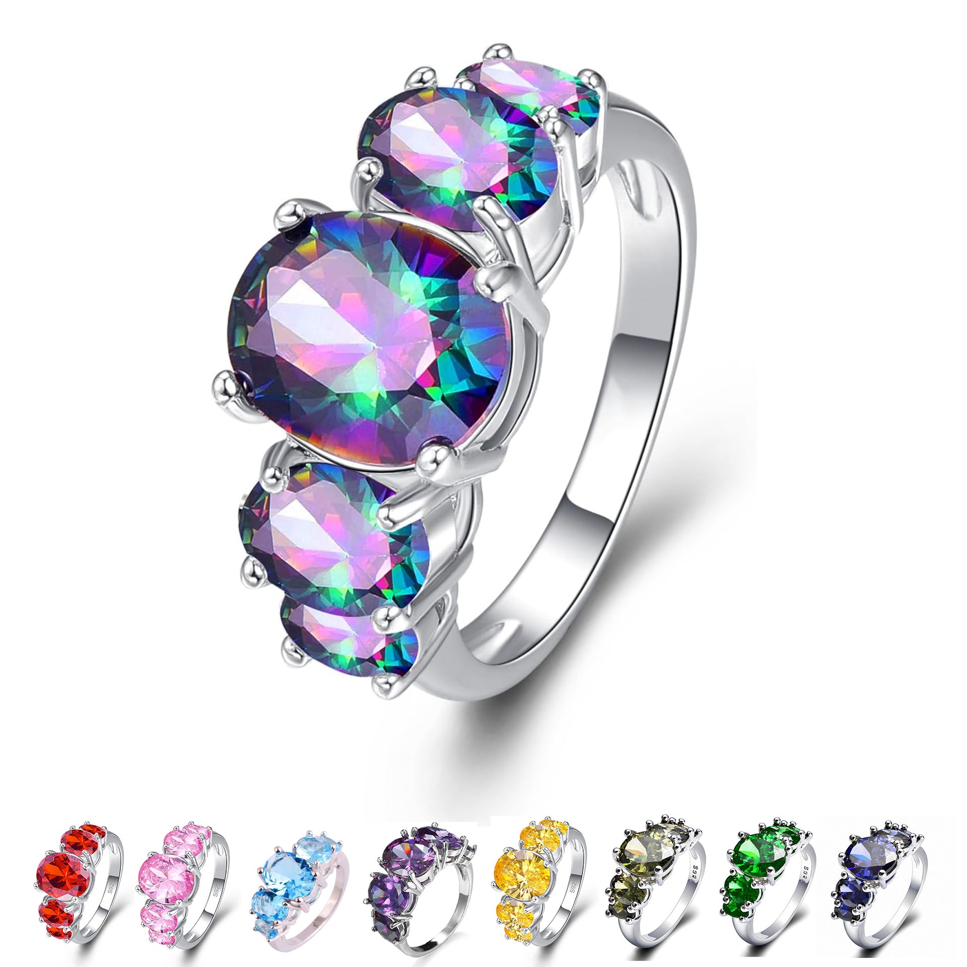 Light-luxury Oval Colored Pattoite Ring