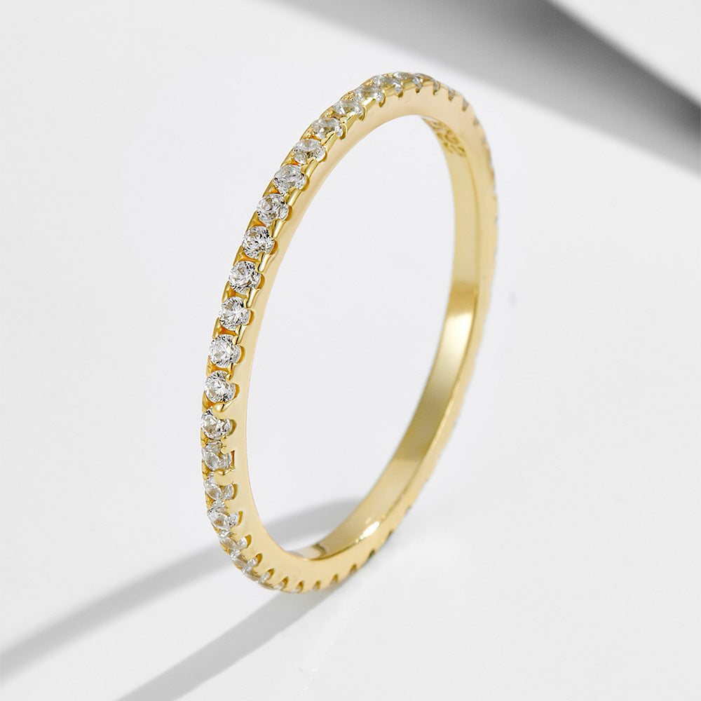 Fashionable Versatile High-end Copper Ring Inlaid With Diamonds