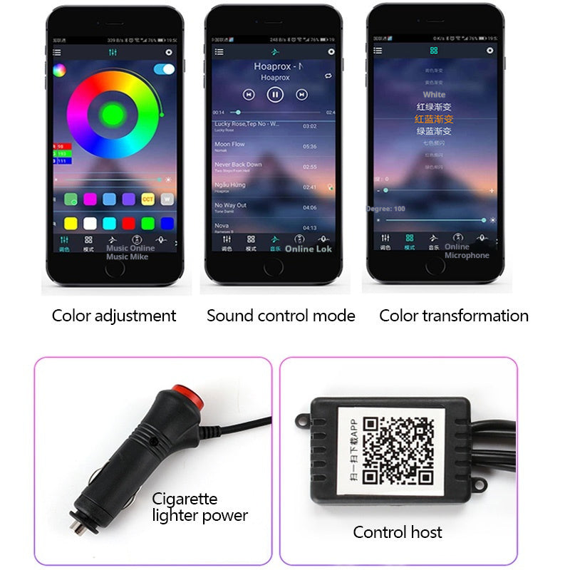 Car Interior Cool Light APP Rhythm Light