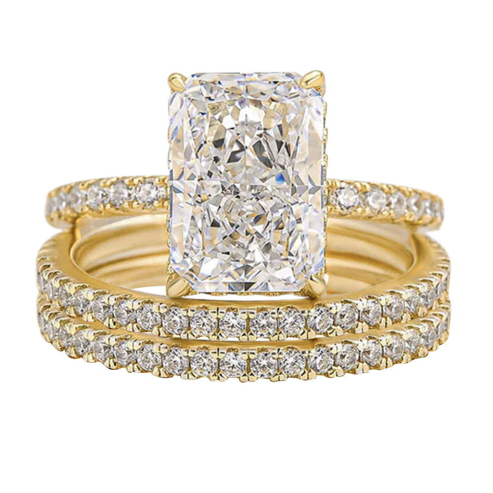 Fashionable Versatile High-end Copper Ring Inlaid With Diamonds