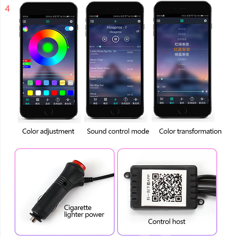 Car Interior Cool Light APP Rhythm Light