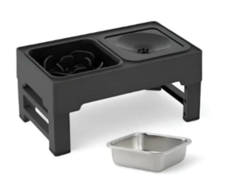 Dog Double Bowls Stainless Stand Adjustable Height Pets Feeding Dish Bowl Big Dog Elevated Food Water Feeders For Dogs  Pet Products