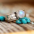 Bohemian Moonstone Star And Moon Ring