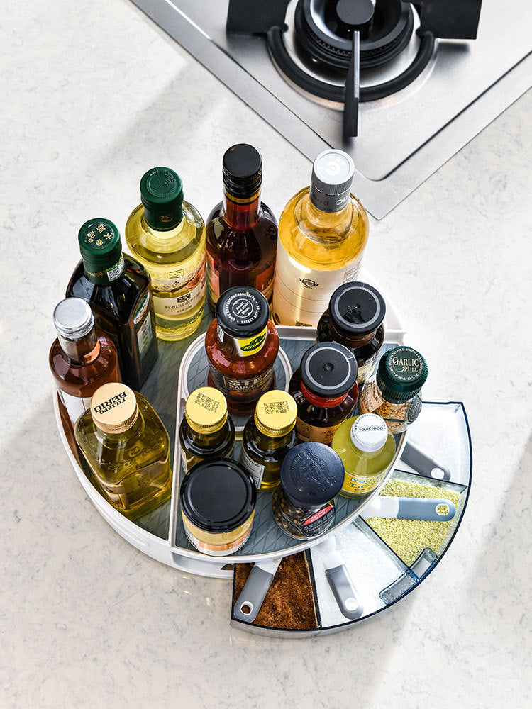 Multifunctional Double-layer Round Turntable For Kitchen Storage Rack
