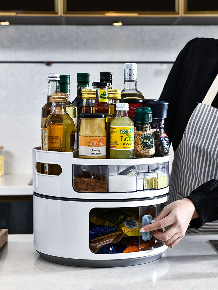 Multifunctional Double-layer Round Turntable For Kitchen Storage Rack