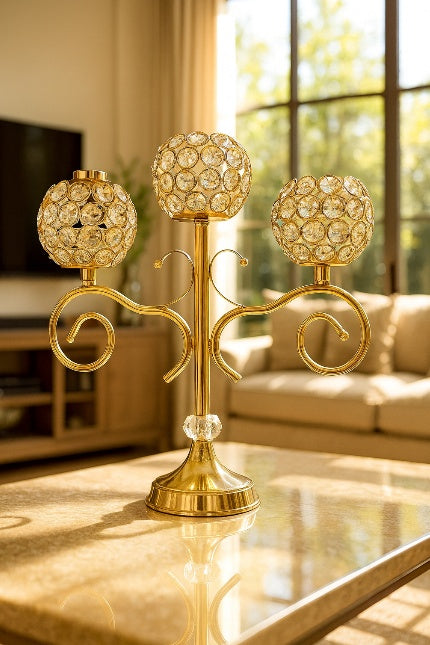Crystal 3-Head Candle Holder